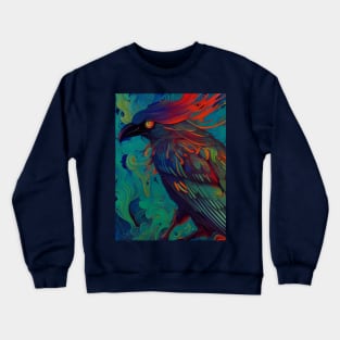 Flamed Feathered Crow Crewneck Sweatshirt